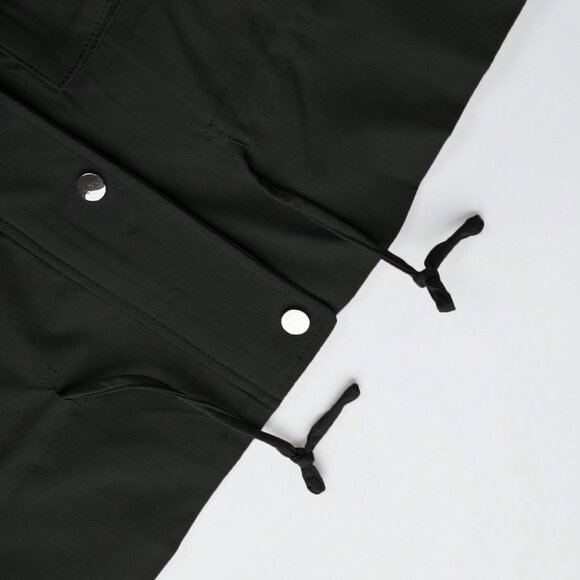 Black Casual Women Long Sleeve Front Zipper Jacket with Pockets - Picture 5 of 6